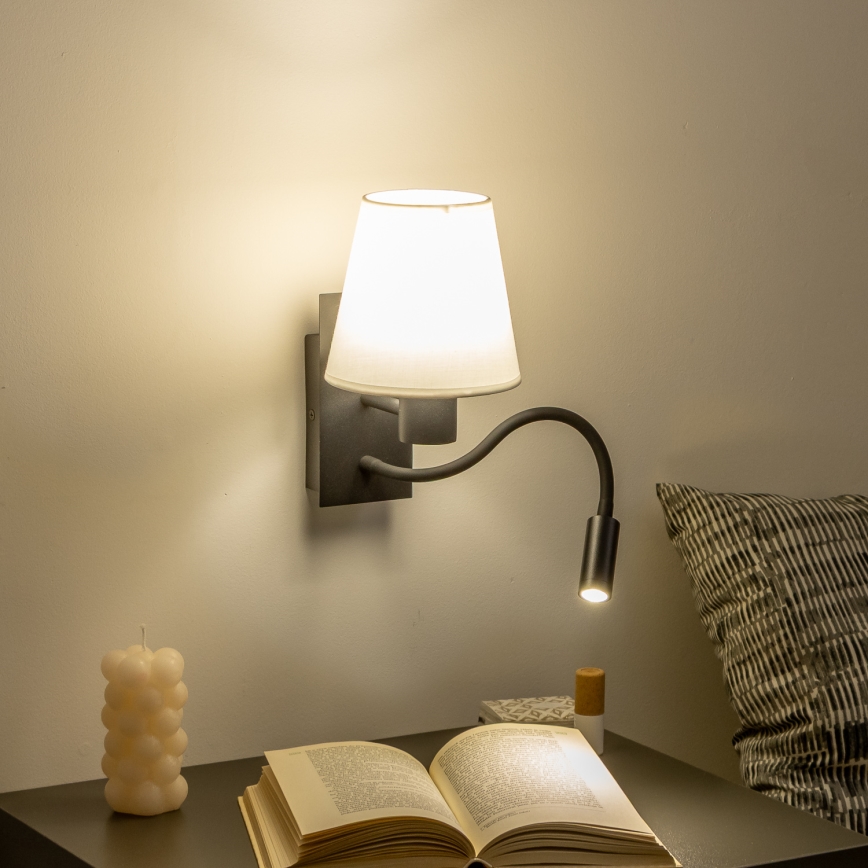 Brilagi - LED Fleksibilna stenska svetilka NUBILA 1xE27/25W/230V + LED/3W črna/bela