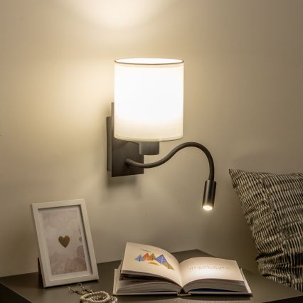 Brilagi - LED Fleksibilna stenska svetilka NUBILA 1xE27/25W/230V + LED/3W črna/bela