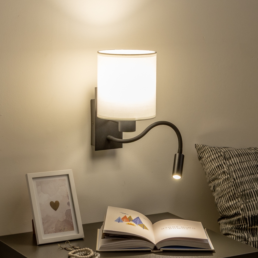 Brilagi - LED Fleksibilna stenska svetilka NUBILA 1xE27/25W/230V + LED/3W črna/bela