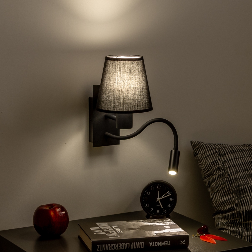 Brilagi - LED Fleksibilna stenska svetilka NUBILA 1xE27/25W/230V + LED/3W črna