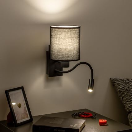 Brilagi - LED Fleksibilna stenska svetilka NUBILA 1xE27/25W/230V + LED/3W črna