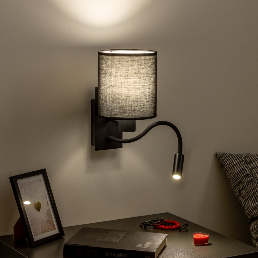 Brilagi - LED Fleksibilna stenska svetilka NUBILA 1xE27/25W/230V + LED/3W črna