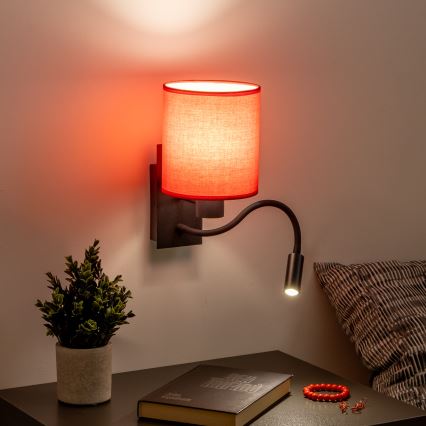 Brilagi - LED Fleksibilna stenska svetilka NUBILA 1xE27/25W/230V + LED/3W črna/rdeča