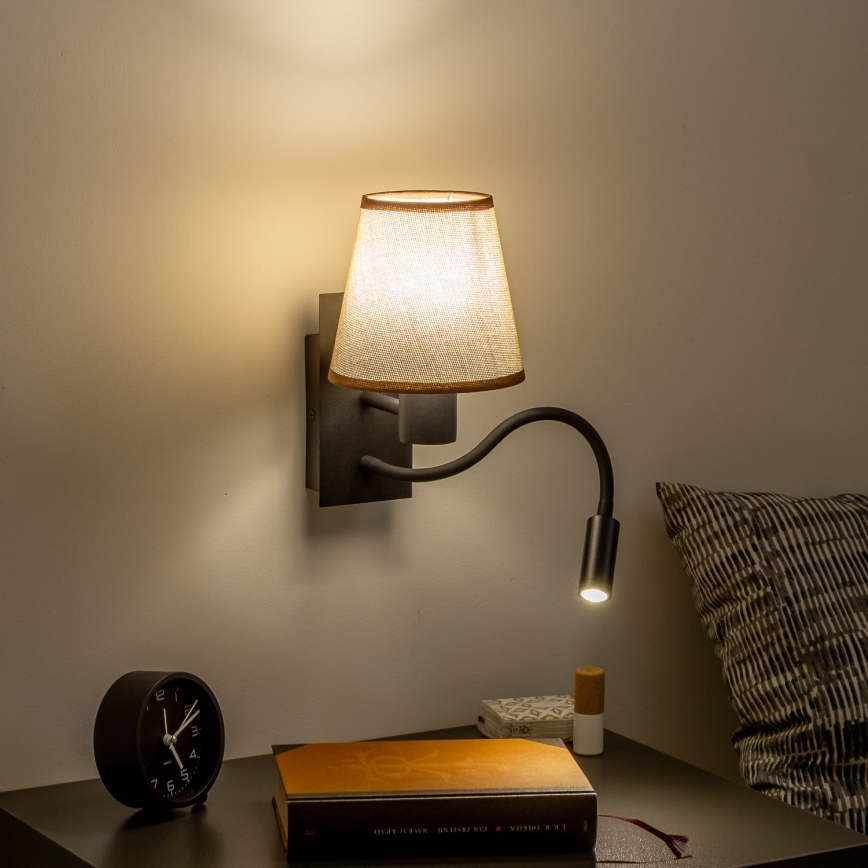 Brilagi - LED Fleksibilna stenska svetilka NUBILA 1xE27/25W/230V + LED/3W črna/rjava