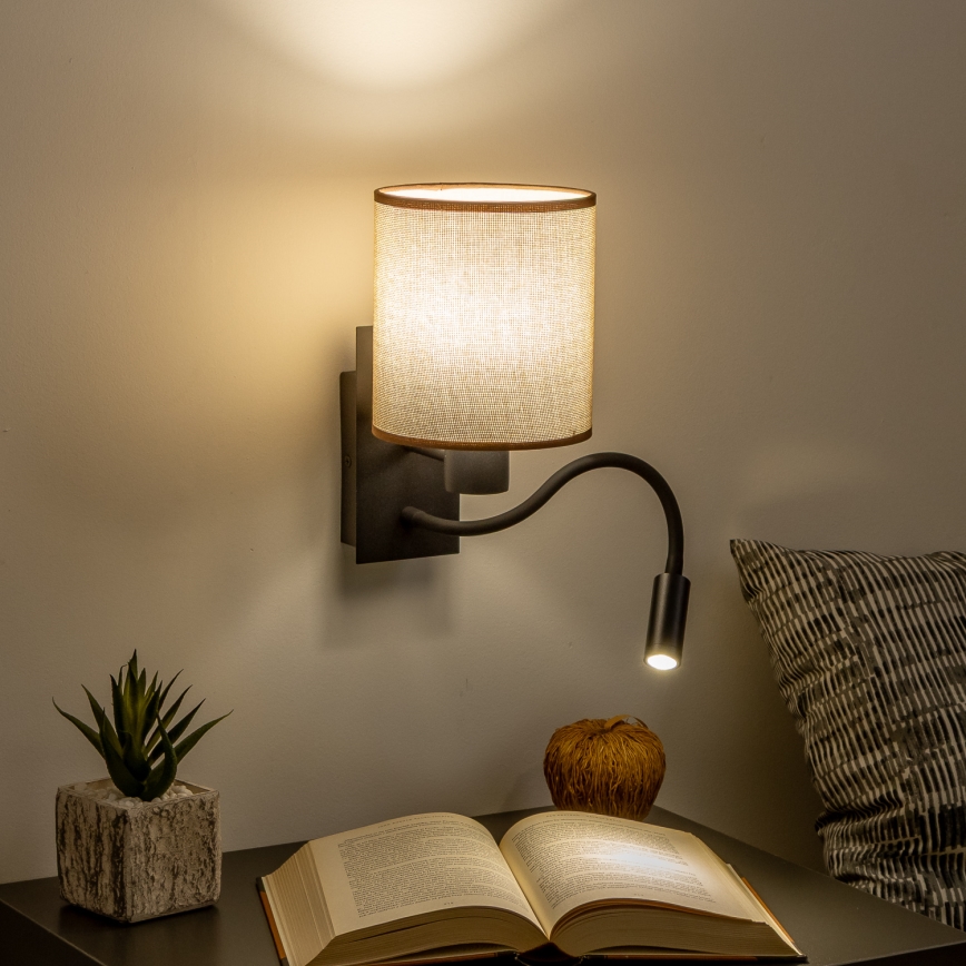 Brilagi - LED Fleksibilna stenska svetilka NUBILA 1xE27/25W/230V + LED/3W črna/rjava