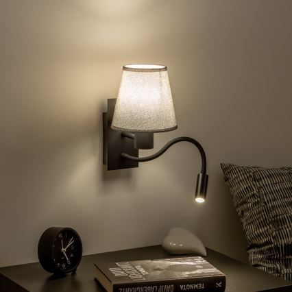 Brilagi - LED Fleksibilna stenska svetilka NUBILA 1xE27/25W/230V + LED/3W črna/siva