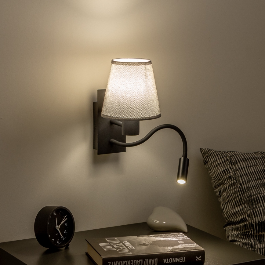 Brilagi - LED Fleksibilna stenska svetilka NUBILA 1xE27/25W/230V + LED/3W črna/siva
