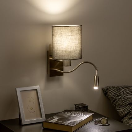 Brilagi - LED Fleksibilna stenska svetilka NUBILA 1xE27/25W/230V + LED/3W mat krom/antracit