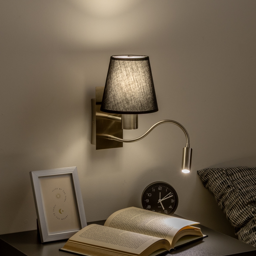 Brilagi - LED Fleksibilna stenska svetilka NUBILA 1xE27/25W/230V + LED/3W mat krom/črna