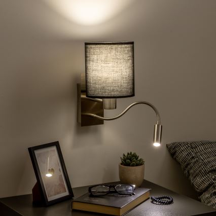 Brilagi - LED Fleksibilna stenska svetilka NUBILA 1xE27/25W/230V + LED/3W mat krom/črna