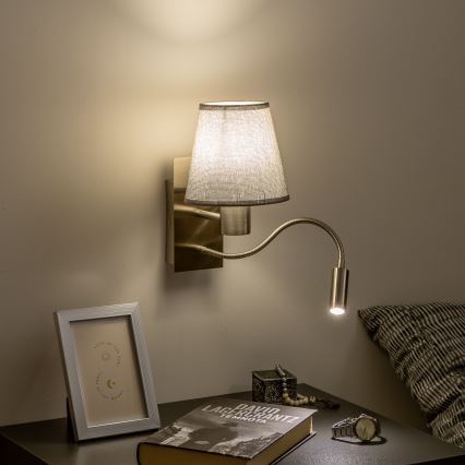 Brilagi - LED Fleksibilna stenska svetilka NUBILA 1xE27/25W/230V + LED/3W mat krom/siva