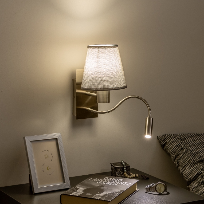 Brilagi - LED Fleksibilna stenska svetilka NUBILA 1xE27/25W/230V + LED/3W mat krom/siva