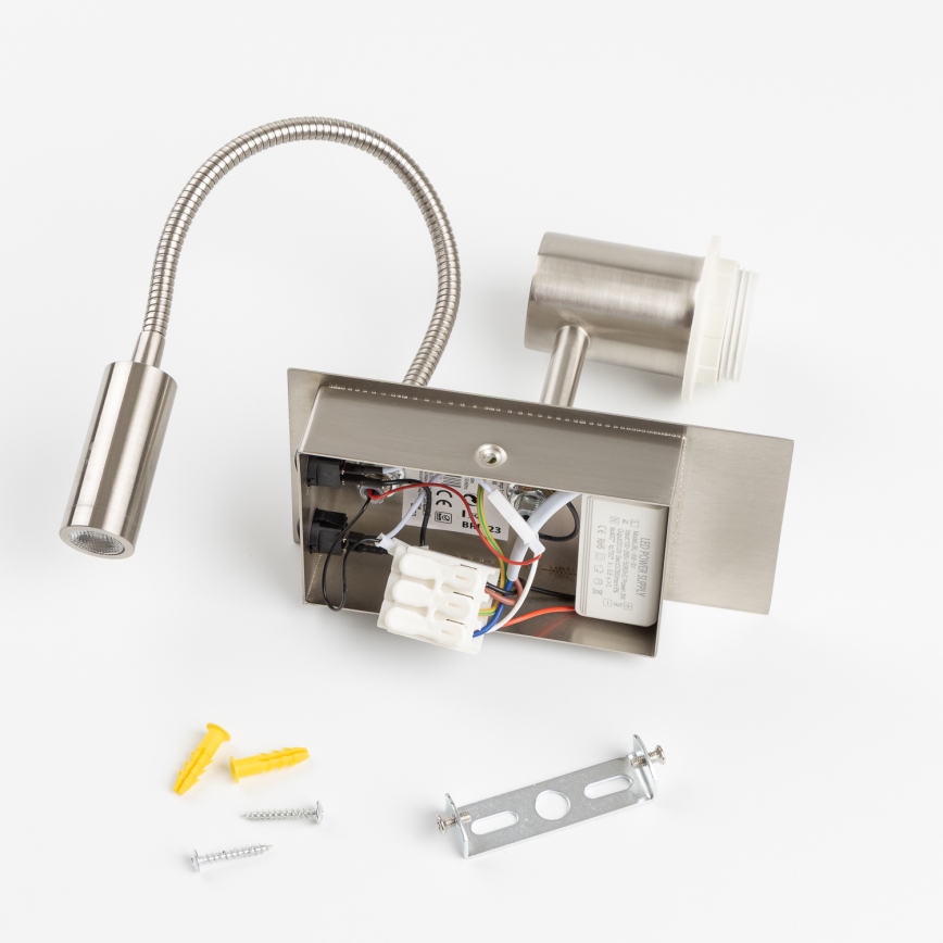 Brilagi - LED Fleksibilna stenska svetilka NUBILA 1xE27/25W/230V + LED/3W mat krom/siva
