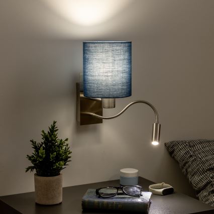 Brilagi - LED Fleksibilna stenska svetilka NUBILA 1xE27/25W/230V + LED/3W mat krom/temno modra