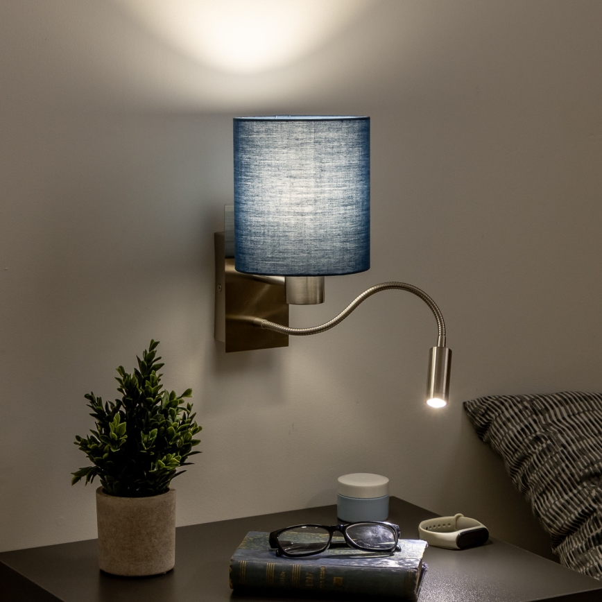 Brilagi - LED Fleksibilna stenska svetilka NUBILA 1xE27/25W/230V + LED/3W mat krom/temno modra