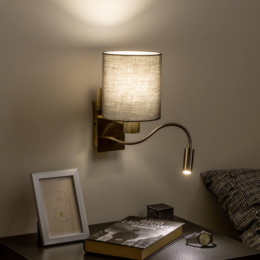 Brilagi - LED Fleksibilna stenska svetilka NUBILA 1xE27/25W/230V + LED/3W medenina/antracit