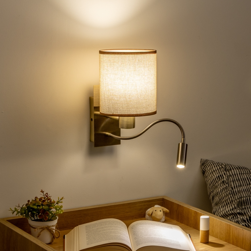 Brilagi - LED Fleksibilna stenska svetilka NUBILA 1xE27/25W/230V + LED/3W medenina/rjava