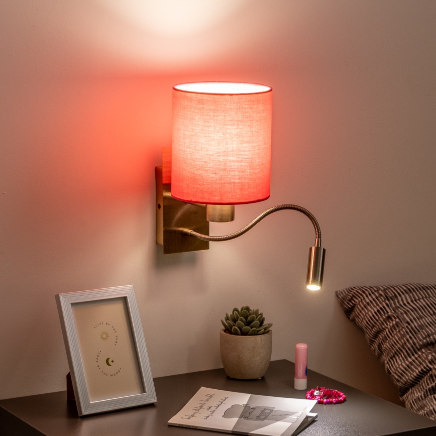 Brilagi - LED Fleksibilna stenska svetilka NUBILA 1xE27/25W/230V + LED/3W medenina/roza