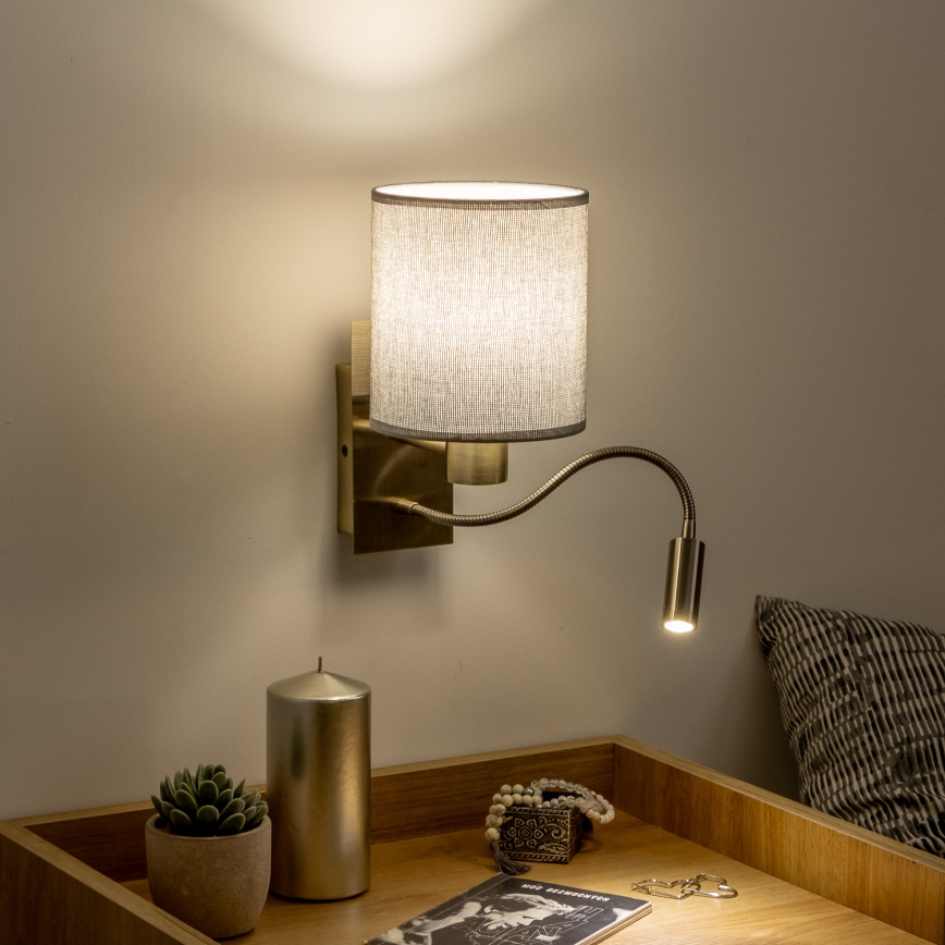 Brilagi - LED Fleksibilna stenska svetilka NUBILA 1xE27/25W/230V + LED/3W medenina/siva