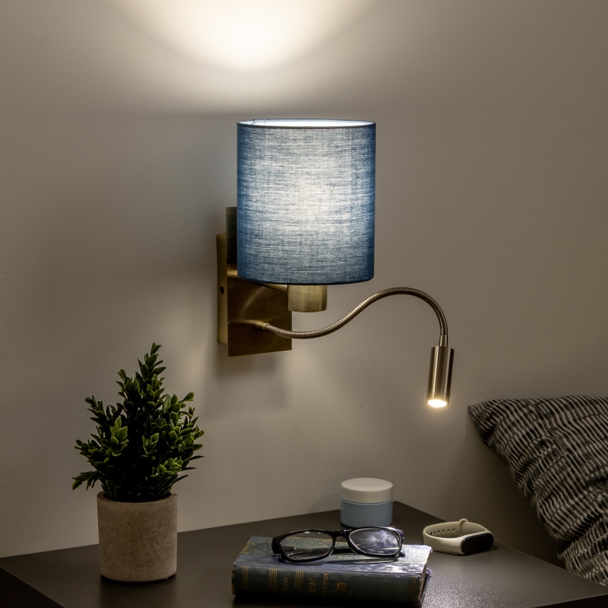 Brilagi - LED Fleksibilna stenska svetilka NUBILA 1xE27/25W/230V+ LED/3W medenina/temno modra