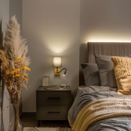 Brilagi - LED Fleksibilna stenska svetilka NUBILA WOOD 1xE27/25W/230V + LED/3W hrast/antracit