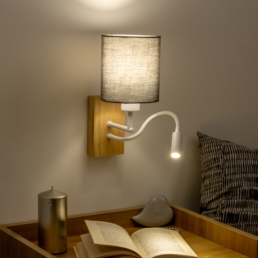 Brilagi - LED Fleksibilna stenska svetilka NUBILA WOOD 1xE27/25W/230V + LED/3W hrast/antracit