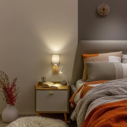 Brilagi - LED Fleksibilna stenska svetilka NUBILA WOOD 1xE27/25W/230V + LED/3W hrast/antracit
