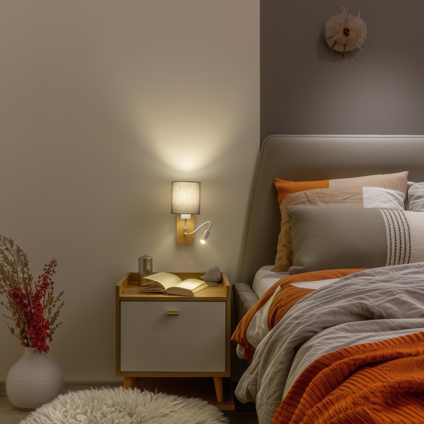 Brilagi - LED Fleksibilna stenska svetilka NUBILA WOOD 1xE27/25W/230V + LED/3W hrast/antracit