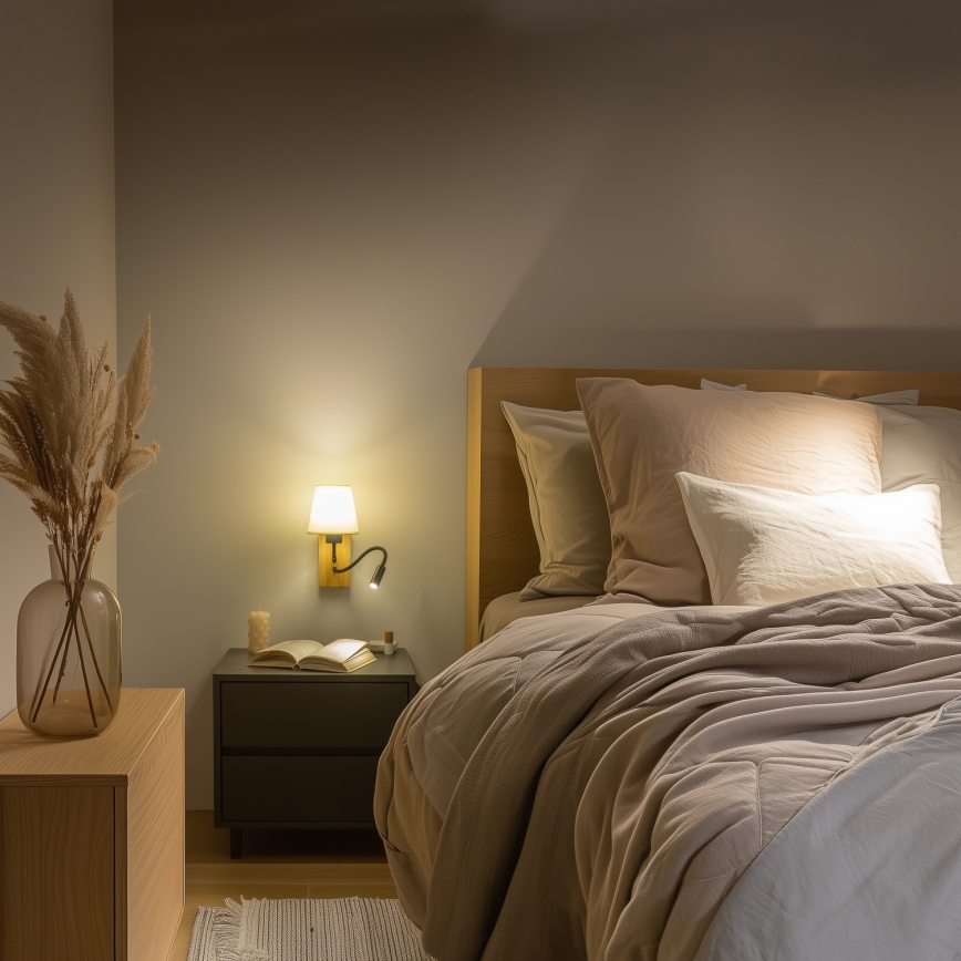 Brilagi - LED Fleksibilna stenska svetilka NUBILA WOOD 1xE27/25W/230V + LED/3W hrast/bela