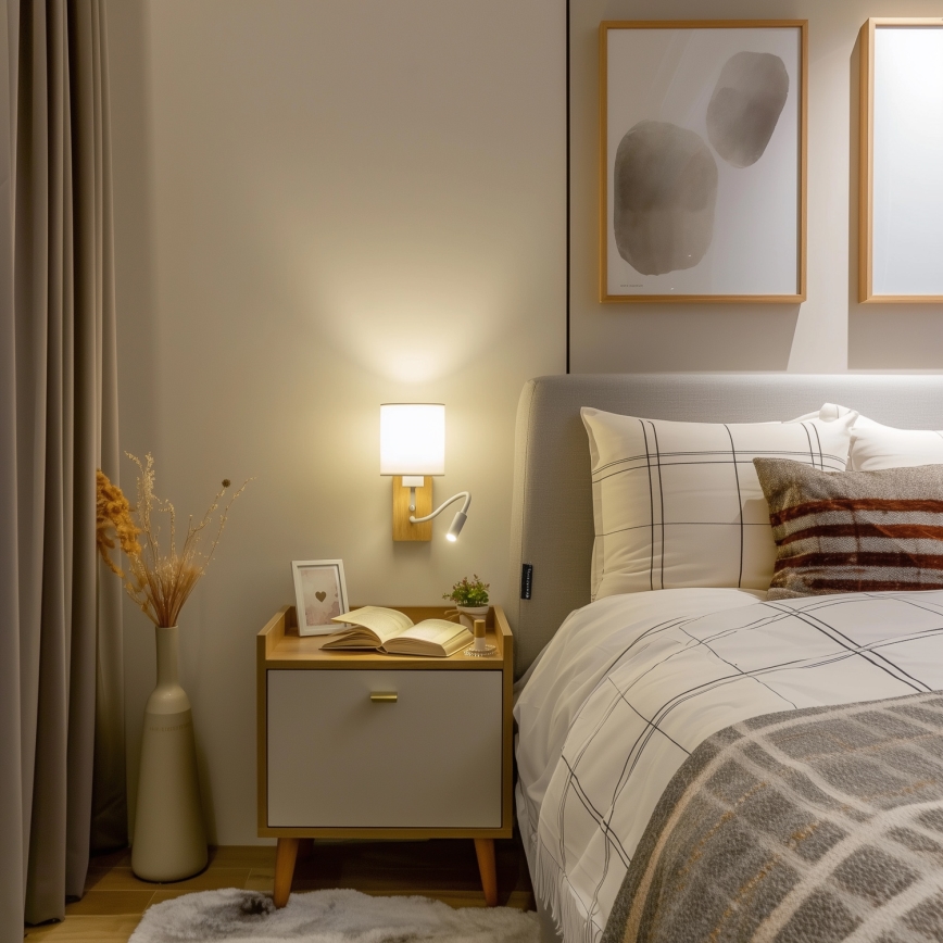 Brilagi - LED Fleksibilna stenska svetilka NUBILA WOOD 1xE27/25W/230V + LED/3W hrast/bela