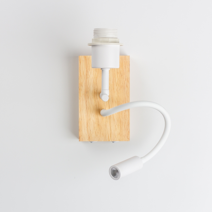 Brilagi - LED prilagodljiva stenska svetilka NUBILA WOOD 1xE27/25W/230V + LED/3W hrast/bela/oranžna