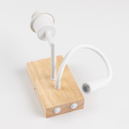 Brilagi - LED prilagodljiva stenska svetilka NUBILA WOOD 1xE27/25W/230V + LED/3W hrast/bela/oranžna