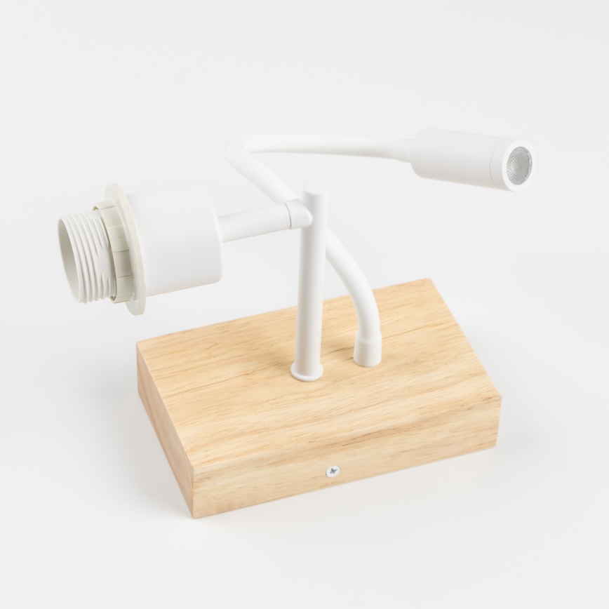 Brilagi - LED fleksibilna stenska svetilka NUBILA WOOD 1xE27/25W/230V + LED/3W hrast/bela/svetlo siva