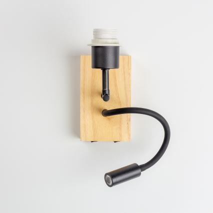 Brilagi - LED prilagodljiva stenska svetilka NUBILA WOOD 1xE27/25W/230V + LED/3W hrast/črna/oranžna