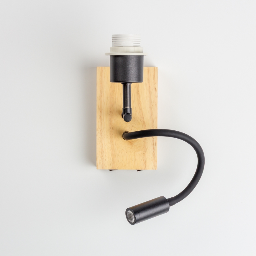 Brilagi - LED fleksibilna stenska svetilka NUBILA WOOD 1xE27/25W/230V + LED/3W hrast/črna/rumena