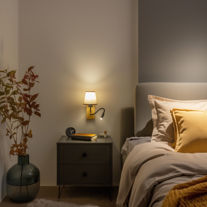 Brilagi - LED Fleksibilna stenska svetilka NUBILA WOOD 1xE27/25W/230V + LED/3W hrast/rjava