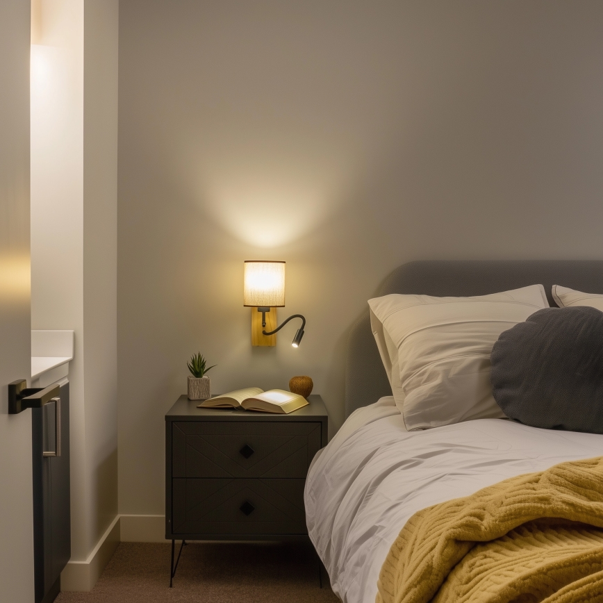 Brilagi - LED Fleksibilna stenska svetilka NUBILA WOOD 1xE27/25W/230V + LED/3W hrast/rjava