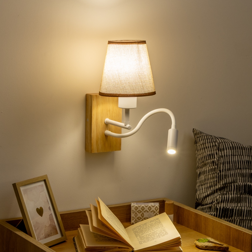 Brilagi - LED Fleksibilna stenska svetilka NUBILA WOOD 1xE27/25W/230V + LED/3W hrast/rjava