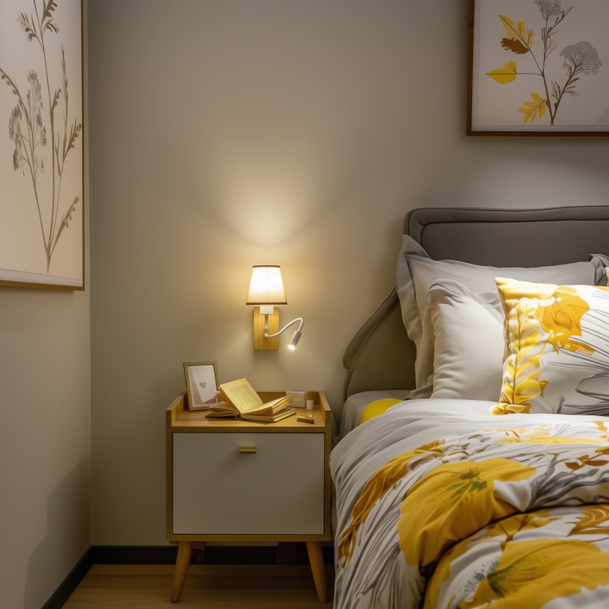 Brilagi - LED Fleksibilna stenska svetilka NUBILA WOOD 1xE27/25W/230V + LED/3W hrast/rjava