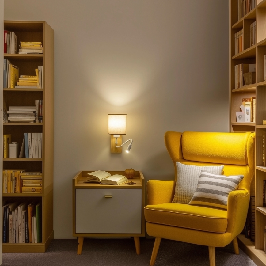 Brilagi - LED Fleksibilna stenska svetilka NUBILA WOOD 1xE27/25W/230V + LED/3W hrast/rjava