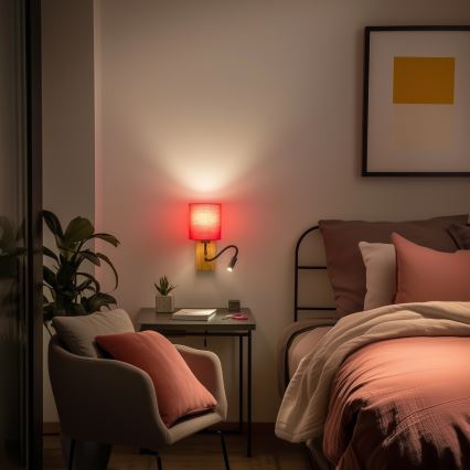 Brilagi - LED Fleksibilna stenska svetilka NUBILA WOOD 1xE27/25W/230V + LED/3W hrast/roza