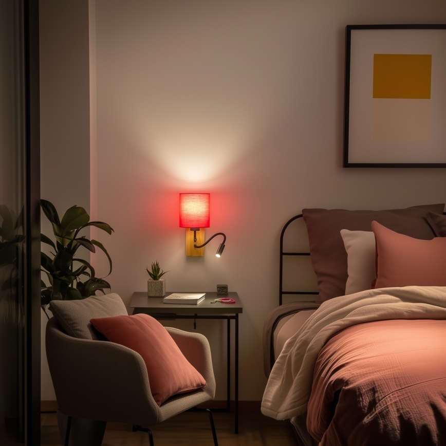 Brilagi - LED Fleksibilna stenska svetilka NUBILA WOOD 1xE27/25W/230V + LED/3W hrast/roza