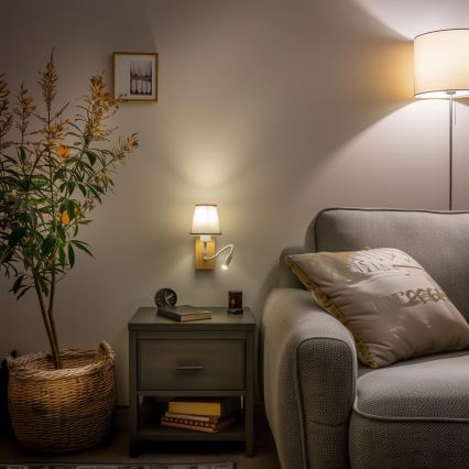 Brilagi - LED Fleksibilna stenska svetilka NUBILA WOOD 1xE27/25W/230V + LED/3W hrast/siva
