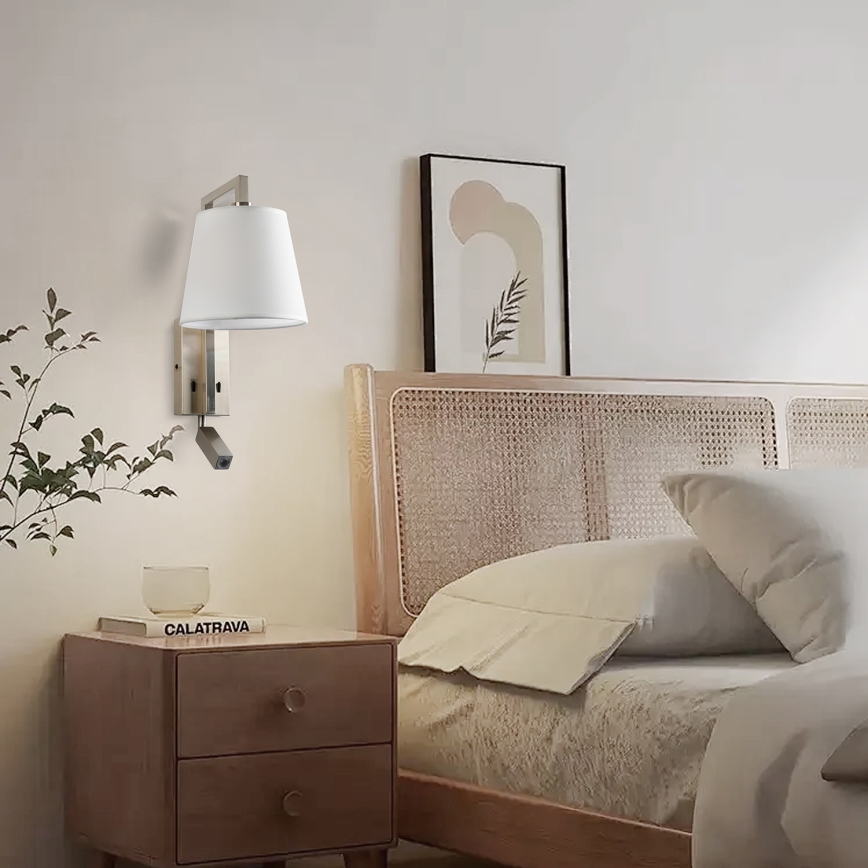Brilagi - LED Stenska svetilka RAYA 1xE14/40W/230V + LED/3W bela/mat krom