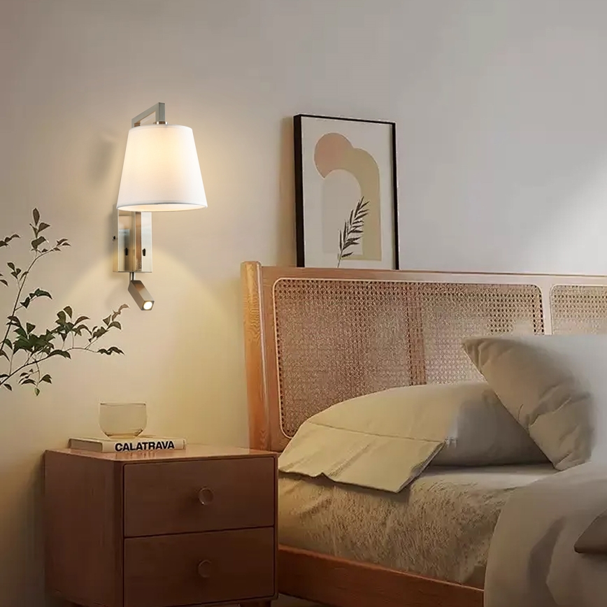 Brilagi - LED Stenska svetilka RAYA 1xE14/40W/230V + LED/3W bela/mat krom