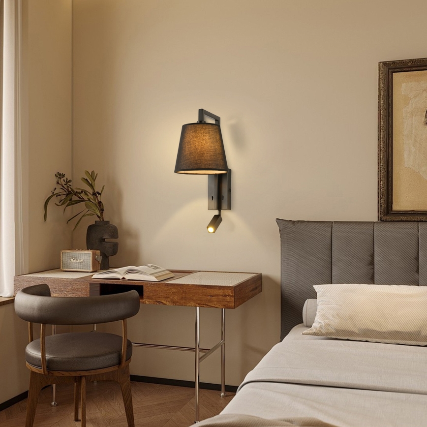 Brilagi - LED Stenska svetilka RAYAS 1xE14/40W/230V + LED/3W črna