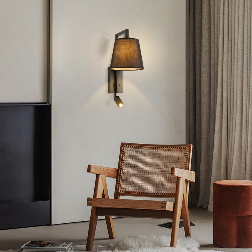 Brilagi - LED Stenska svetilka RAYAS 1xE14/40W/230V + LED/3W črna