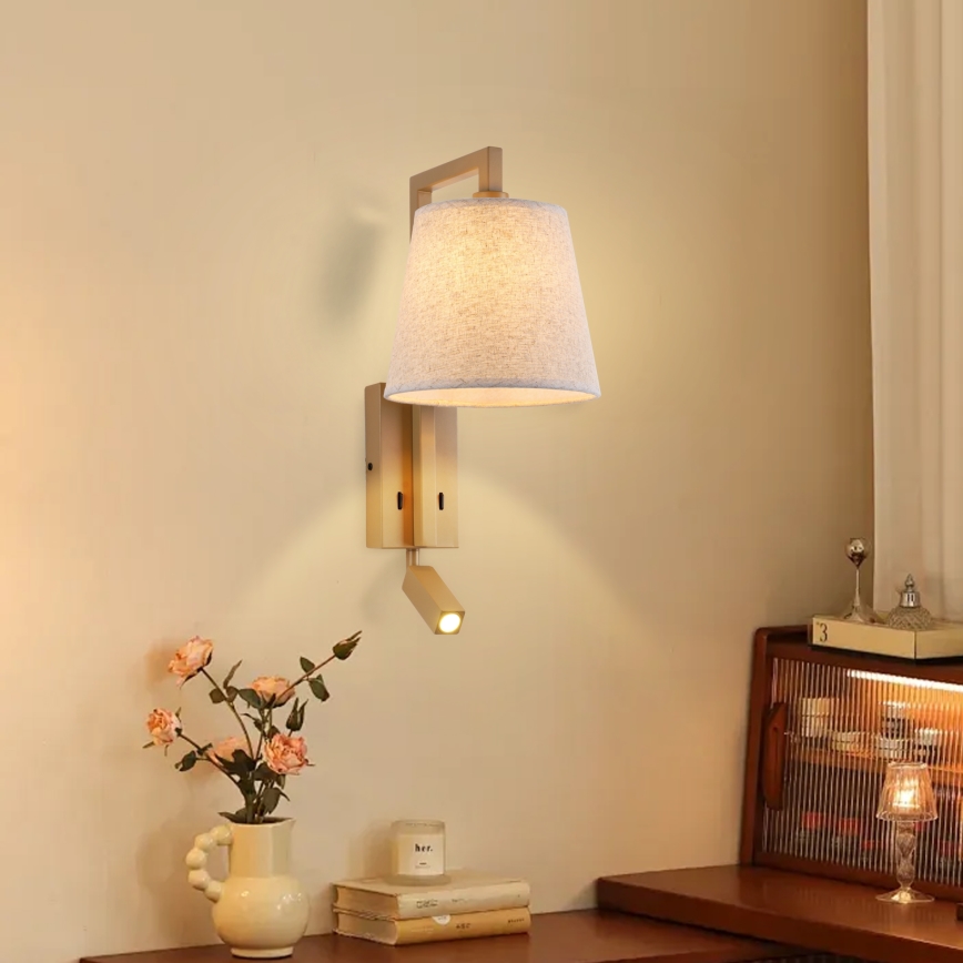 Brilagi - LED Stenska svetilka RAYAS 1xE14/40W/230V + LED/3W lan/bež