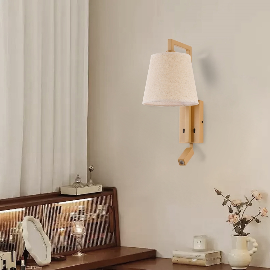 Brilagi - LED Stenska svetilka RAYAS 1xE14/40W/230V + LED/3W lan/bež