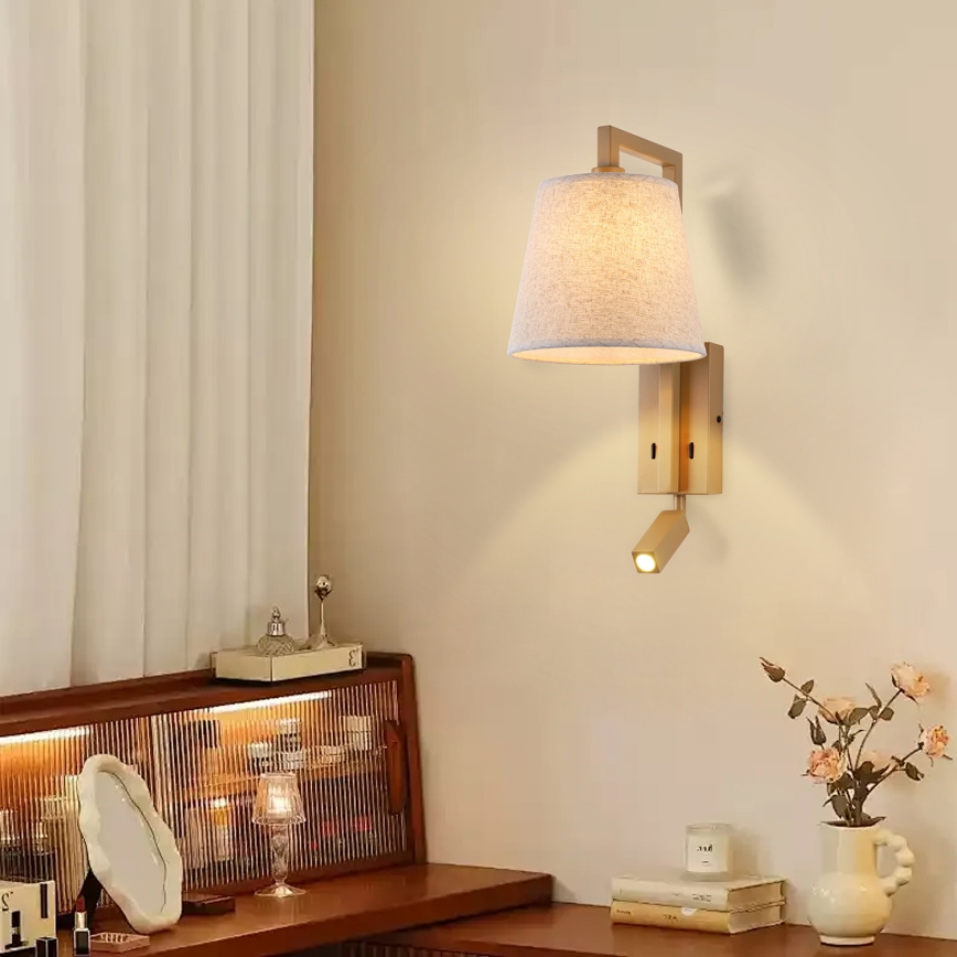 Brilagi - LED Stenska svetilka RAYAS 1xE14/40W/230V + LED/3W lan/bež